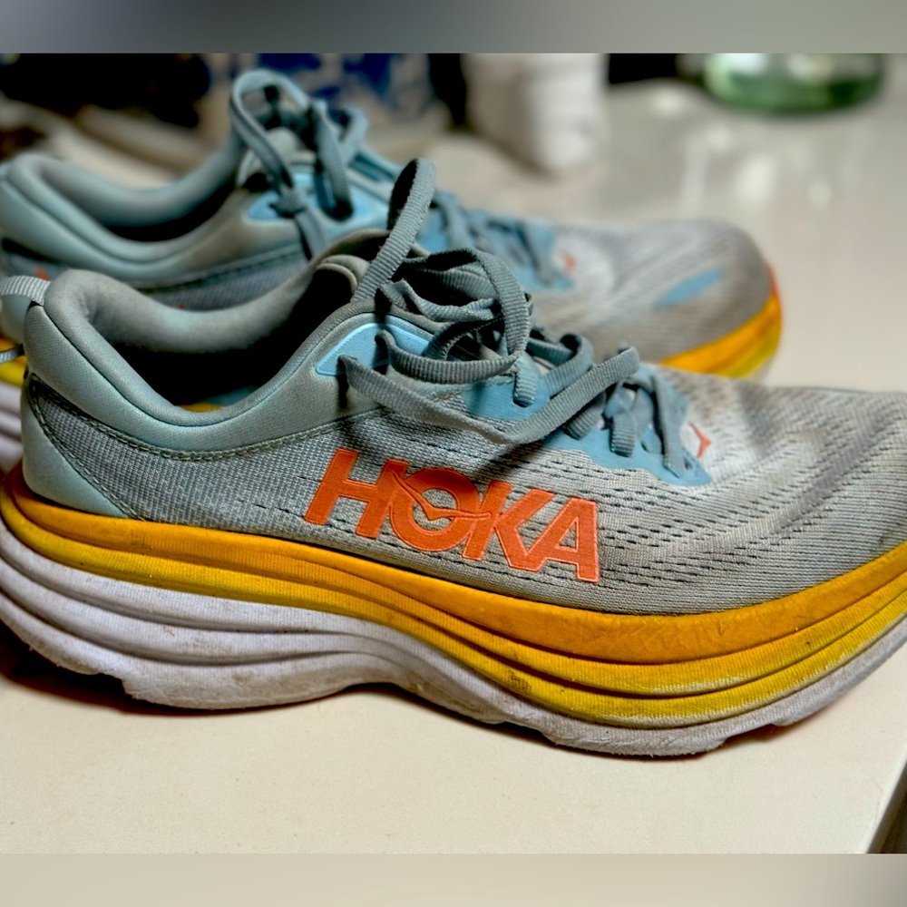 Hoka Running Shoes - Gray and Orange size 7.5